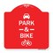 Signmission Park & Ride With Bicycle Graphic, Red & White Aluminum Architectural Sign, 18" x 18", RW-1818-23499 A-DES-RW-1818-23499 - alternate 1
